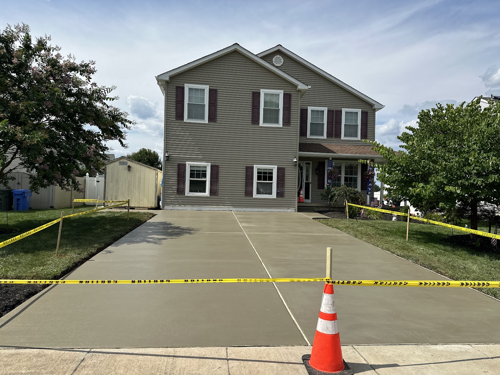 Fresh concrete driveway pour in Cherry Hill NJ