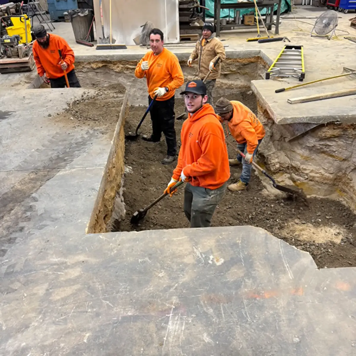 Papaneri crew removing a broken interior concrete slab in Cherry Hill, NJ