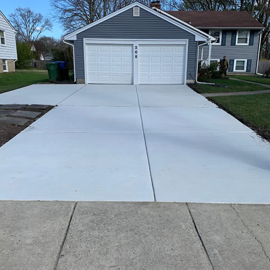 Finished concrete driveway and two-car garage home in Cherry Hill NJ