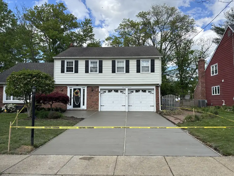 Concrete driveway installation at finished residential home Cherry Hill NJ