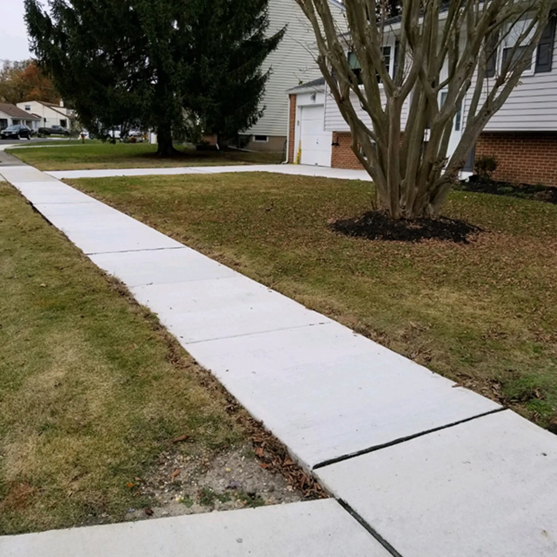 Finished concrete sidewalk replacement at residential street Cherry Hill NJ