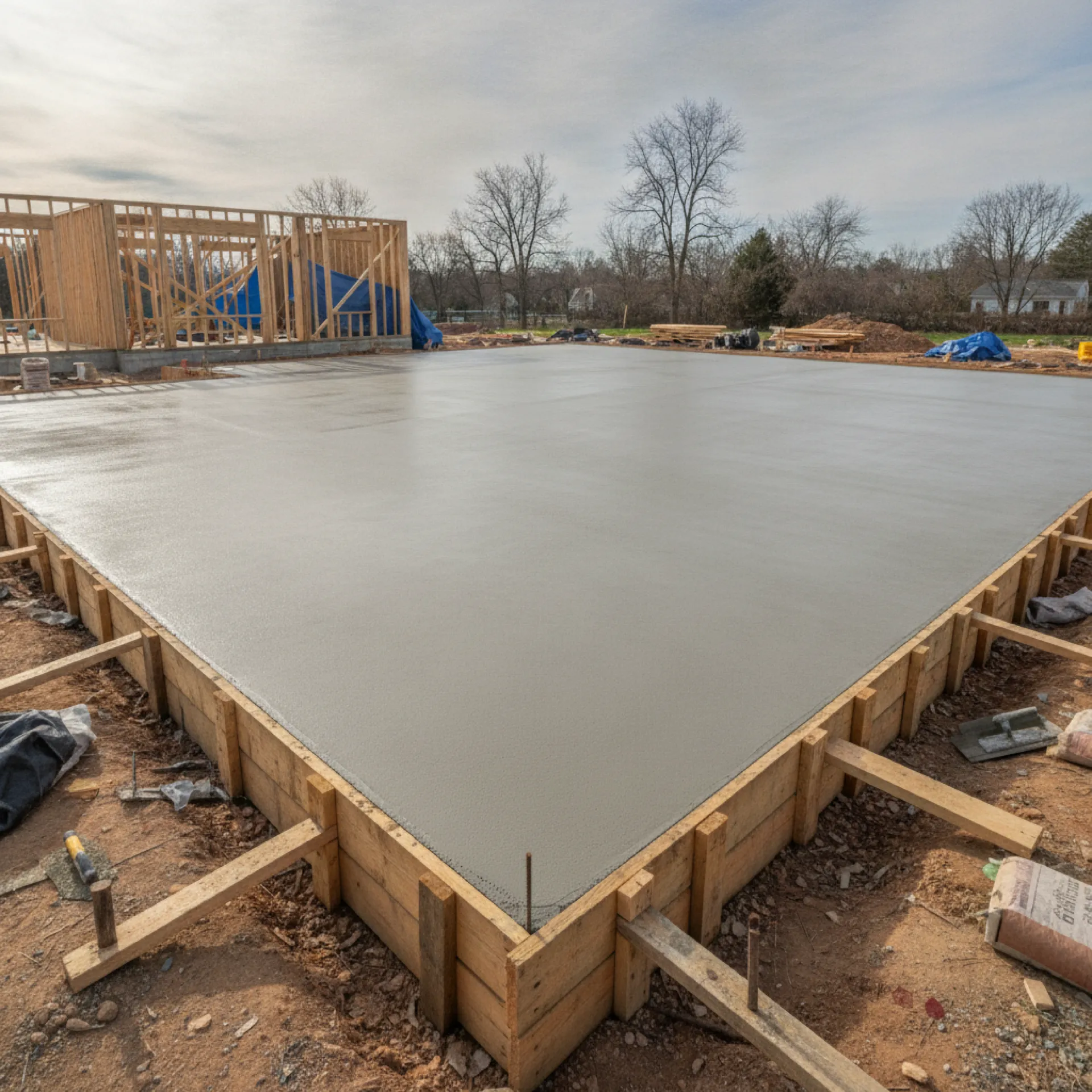 Large level concrete floor slab poured in Cherry Hill, NJ