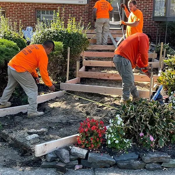 Concrete steps and landing installed at residential entry Cherry Hill NJ