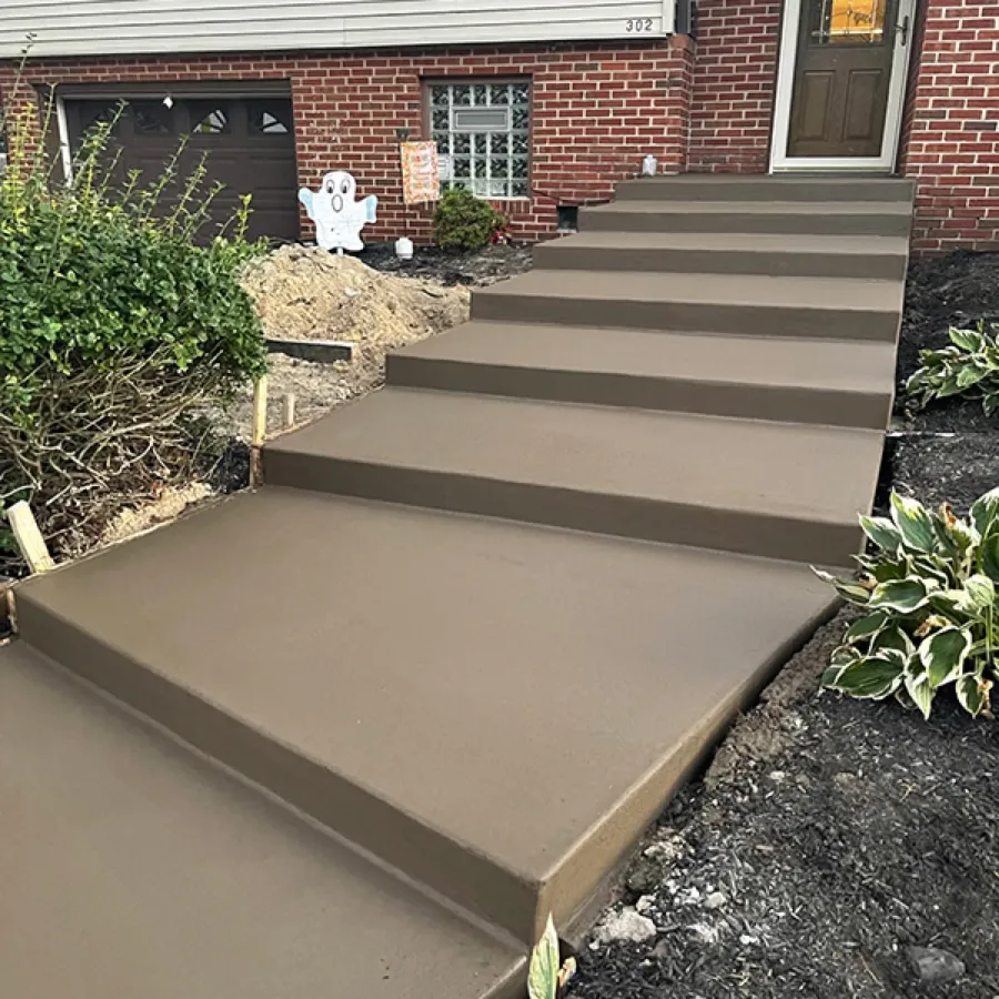 Finished concrete front steps and porch in Cherry Hill NJ