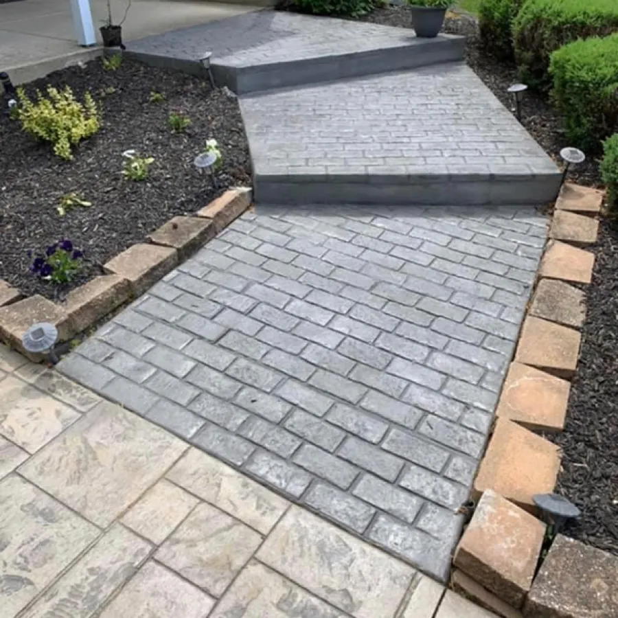 Stamped herringbone concrete walkway in Cherry Hill NJ